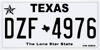 TX license plate DZF4976
