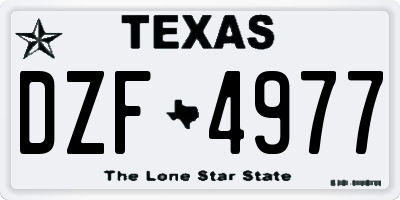TX license plate DZF4977