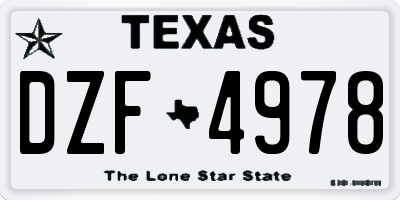 TX license plate DZF4978