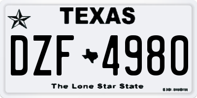 TX license plate DZF4980