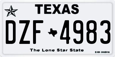 TX license plate DZF4983