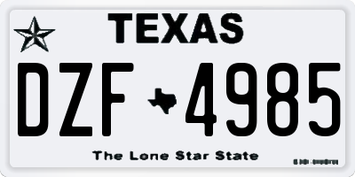 TX license plate DZF4985