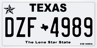 TX license plate DZF4989