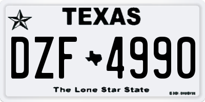 TX license plate DZF4990