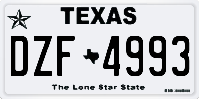 TX license plate DZF4993