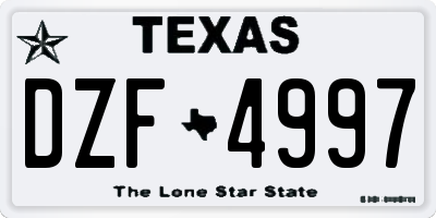 TX license plate DZF4997