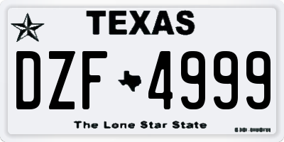 TX license plate DZF4999