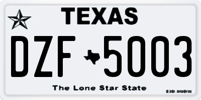 TX license plate DZF5003