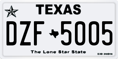 TX license plate DZF5005
