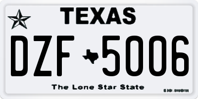 TX license plate DZF5006