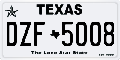 TX license plate DZF5008