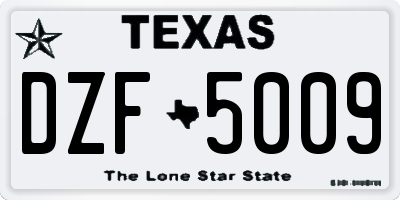 TX license plate DZF5009
