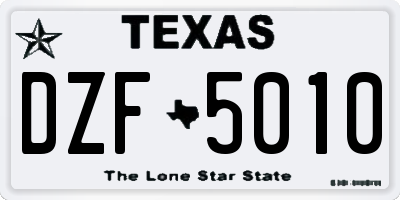 TX license plate DZF5010