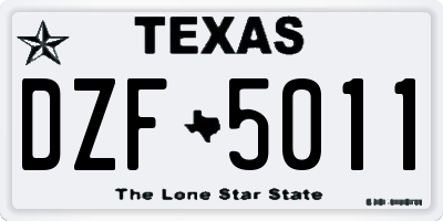 TX license plate DZF5011