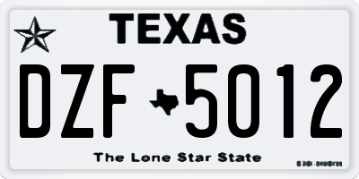 TX license plate DZF5012