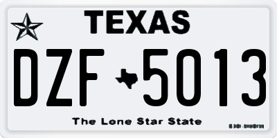 TX license plate DZF5013