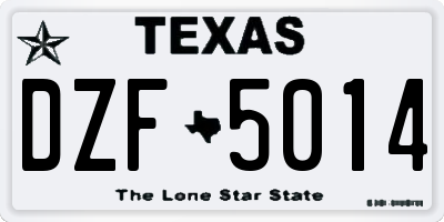 TX license plate DZF5014