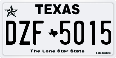TX license plate DZF5015