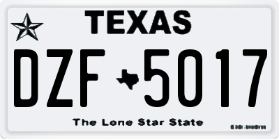 TX license plate DZF5017