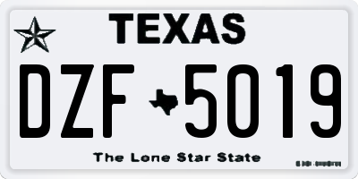 TX license plate DZF5019