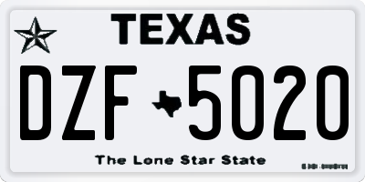 TX license plate DZF5020