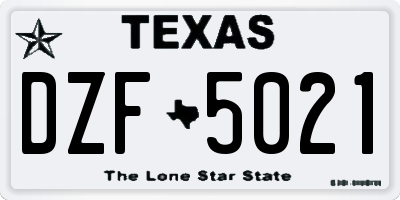 TX license plate DZF5021