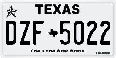 TX license plate DZF5022