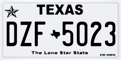 TX license plate DZF5023