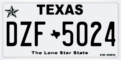 TX license plate DZF5024