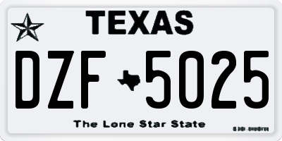TX license plate DZF5025