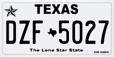 TX license plate DZF5027