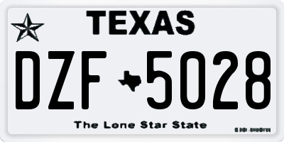 TX license plate DZF5028
