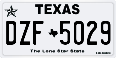 TX license plate DZF5029