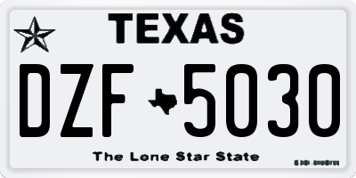 TX license plate DZF5030