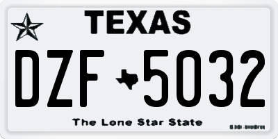 TX license plate DZF5032