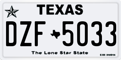 TX license plate DZF5033