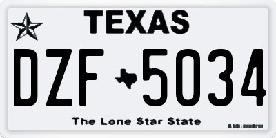 TX license plate DZF5034