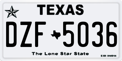 TX license plate DZF5036