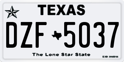 TX license plate DZF5037