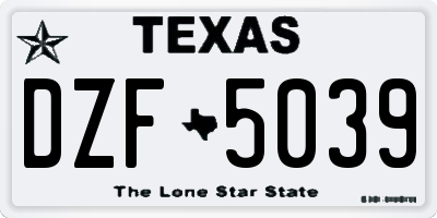 TX license plate DZF5039