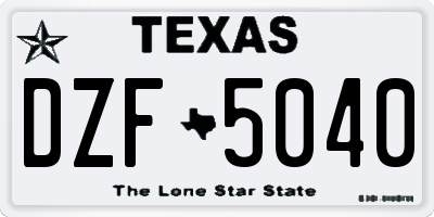 TX license plate DZF5040