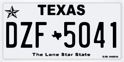 TX license plate DZF5041