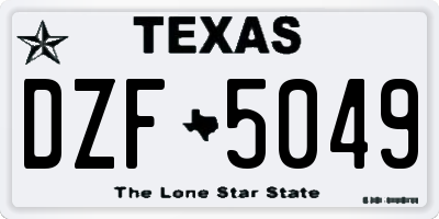TX license plate DZF5049