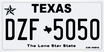 TX license plate DZF5050