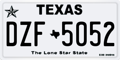 TX license plate DZF5052