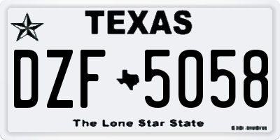 TX license plate DZF5058