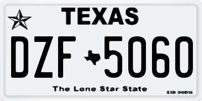 TX license plate DZF5060