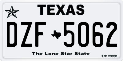 TX license plate DZF5062