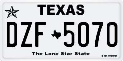 TX license plate DZF5070