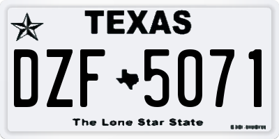 TX license plate DZF5071